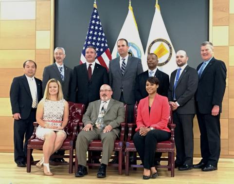 The DAU SSCF Class of 2016. From Left to right: Mr. Wing Young, Dr. Melanie Loncarich, Mr. Daniel Schwartz, Mr. Benjamin Pryor, Mr. Gary Martin, Mr. Nicholaus Saacks, Mr. Willie Jackson, Ms. Shauna Dover, Mr. Patrick Morse, and Mr. Jim Oman.