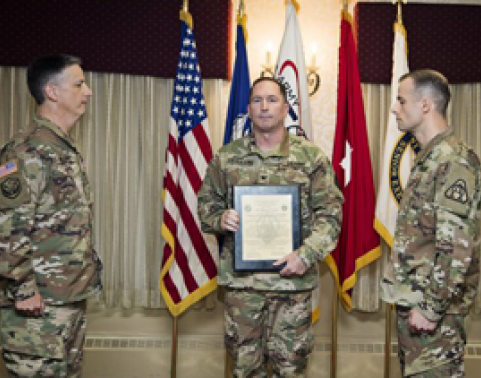 On 28 June 2017, PM AESIP COL Harry Culclasure (center) hosted the LMP Change of Charter at Picatinny Arsenal, NJ where LTC Michael N. Parent (right) assumed the LMP Charter from LTC Robert M. Williams (left).